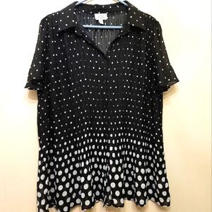 Vintage Only Necessity Flowy Pleated Sheer Polka dot Loose Fit Shirt Large